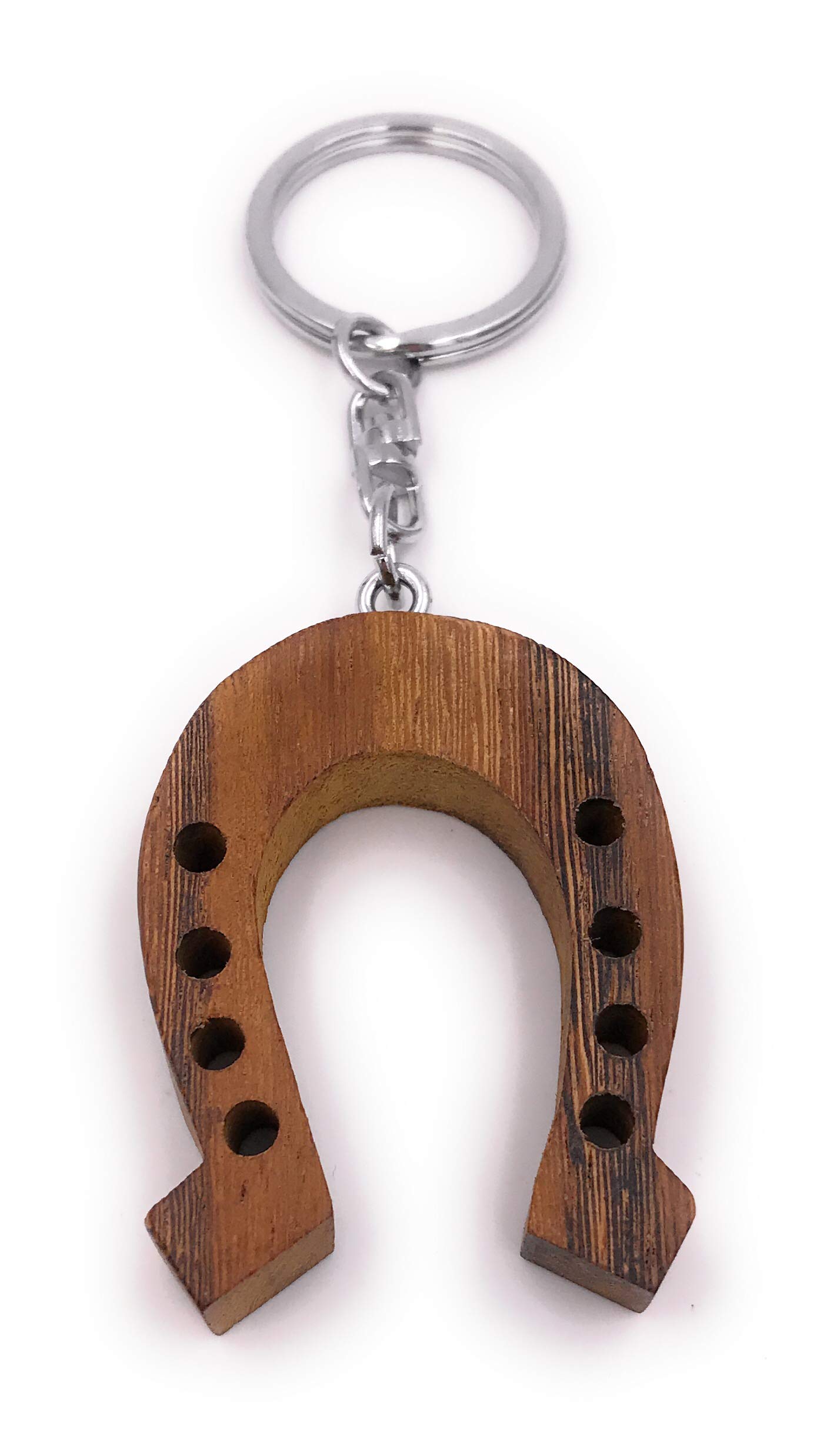 Onwomania Wooden keyring Horseshoe Lucky Charm New Year Iron Pendant Charm