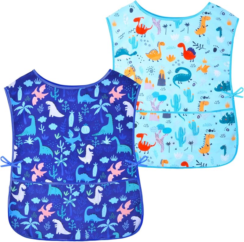 Fiodrimy Kids Art Smock, Waterproof Artist Painting Aprons, Sleeveless Children Art Smocks with Pockets for Age 2-7 Years