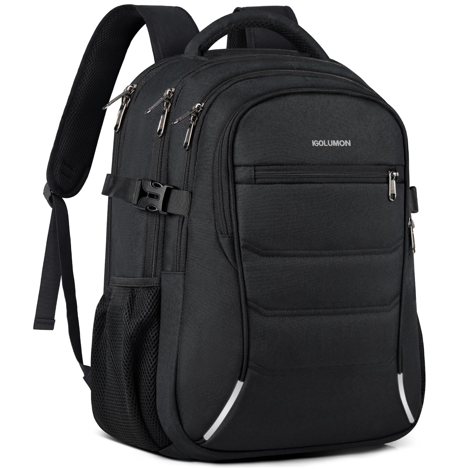 IGOLUMON Mochila Portatil Impermeable Mochila Viaje Mochila Hombre con Puerto USB Mochila Ordenador Portatil 15,6 Pulgadas Mochila para Escolares Cabina Trabajo Negocio Negro