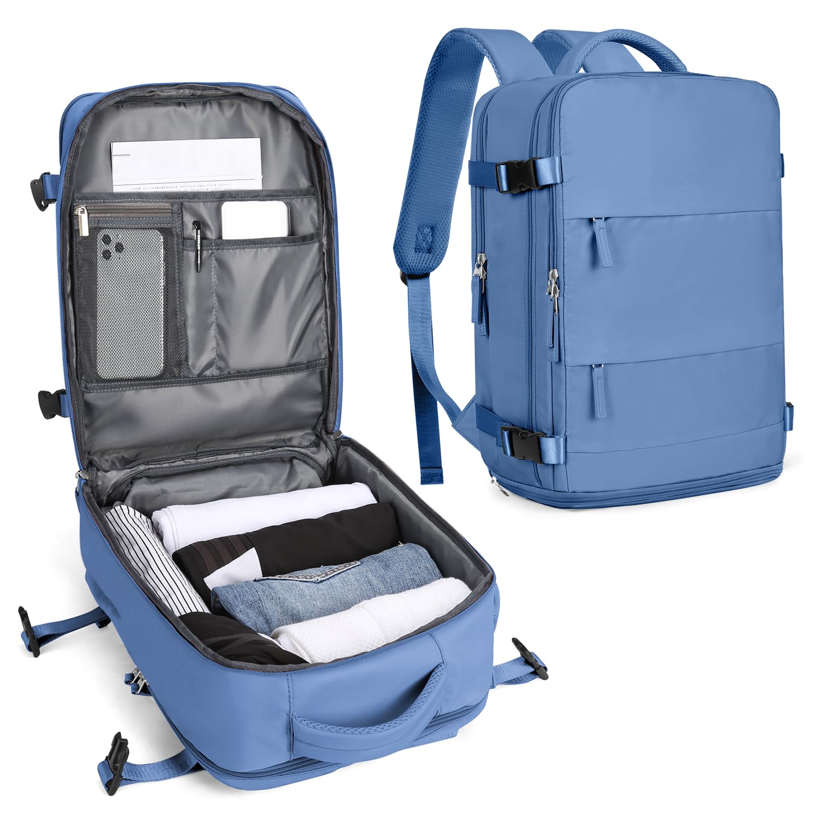 Cabin Bags for Travel, Underseat Carry on Hand Luggage Backpack for Women Airplane Approved Travel Backpack Personal Item Travel Bag 14 inch Laptop Backpack for Business Casual Work Beige — view 64