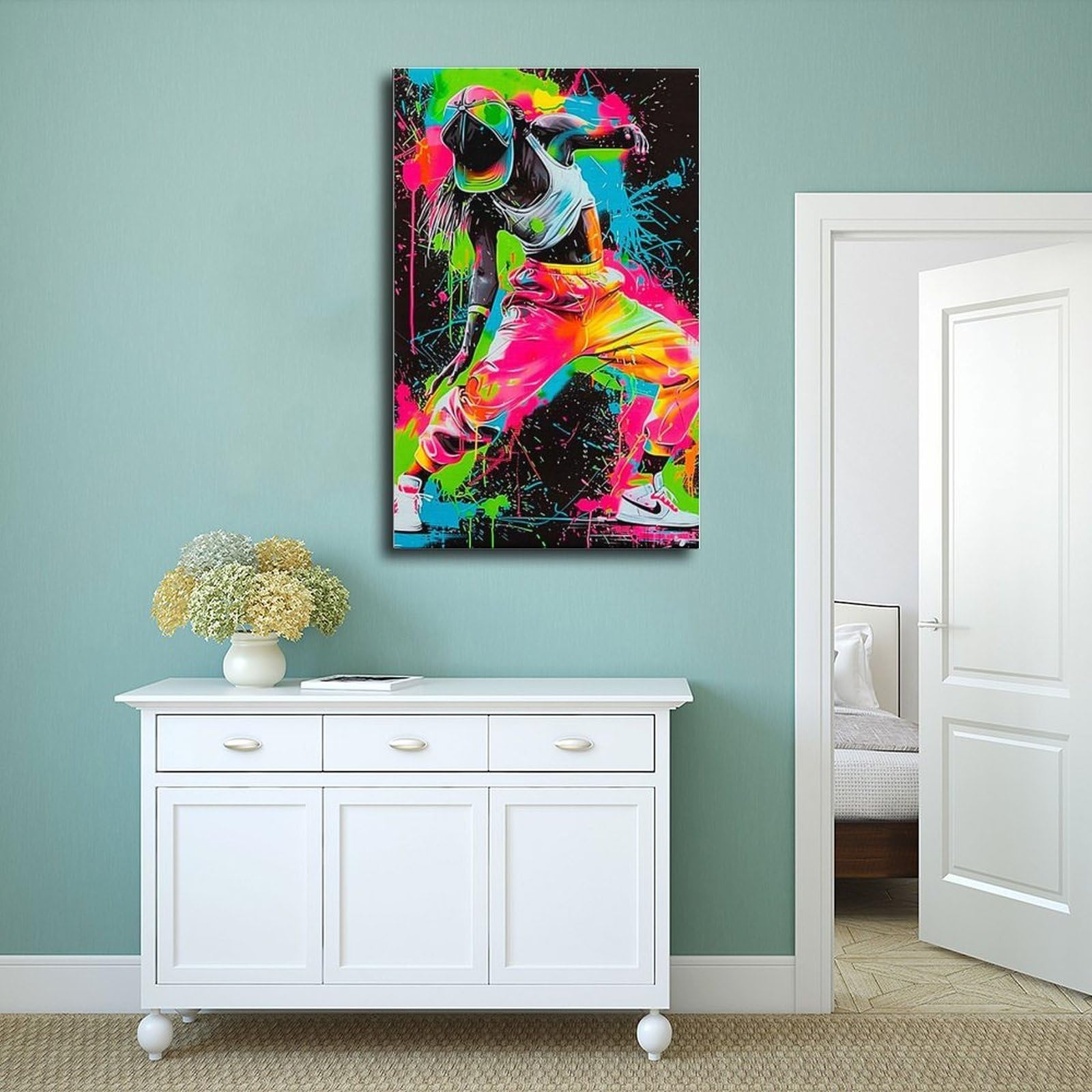 Poster da parete in tela con stampa di danza hip hop, decorazione per camera da letto, ufficio, stanza, regalo, 61 cm di lunghezza x 91,4 cm di larghezza