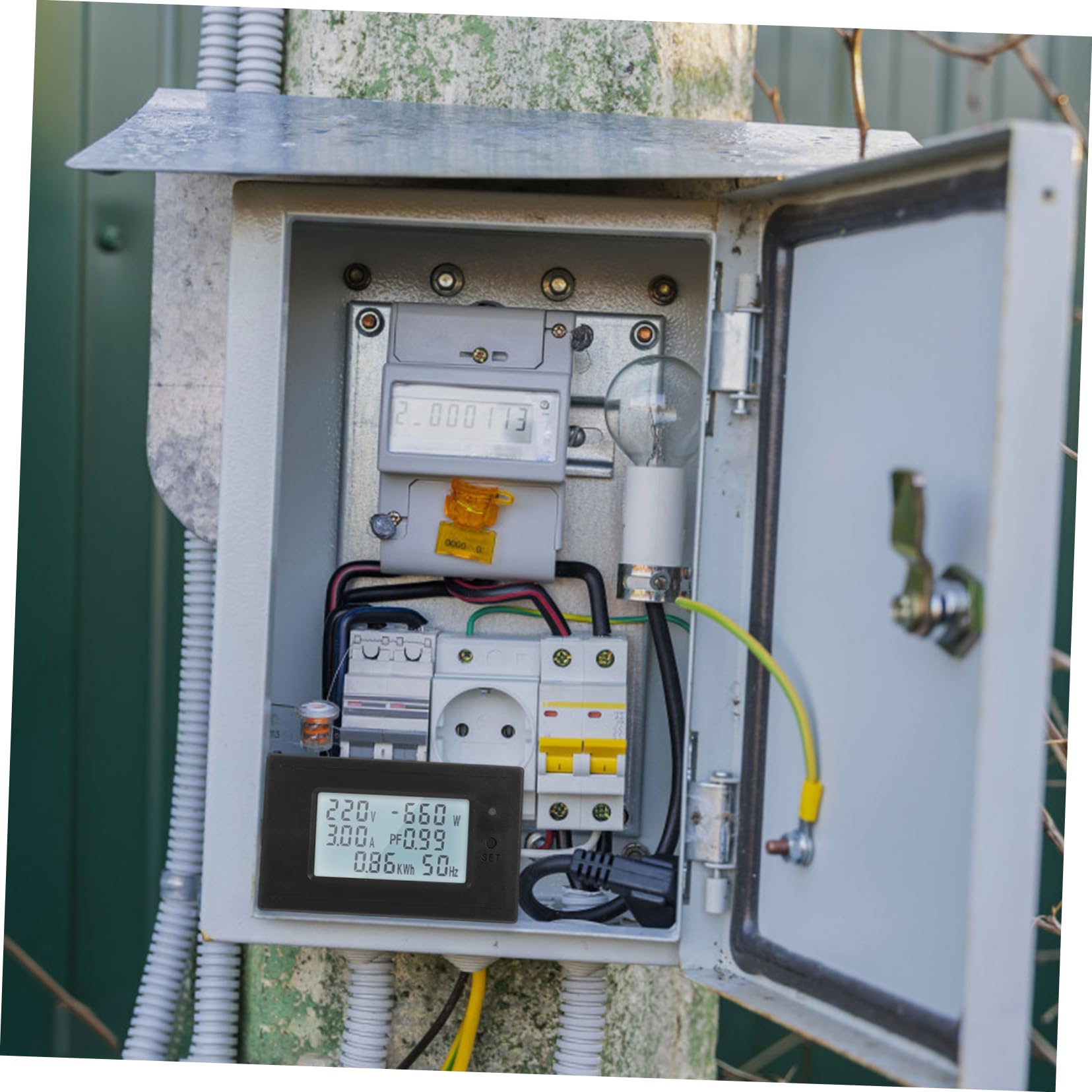 Hemobllo 3pezzi Contatore Energetico Digitale Lcd Per Casa Misuratore Di Tensione e Monitoraggio Consumo Energetico Reale Facile Installazione e Uso