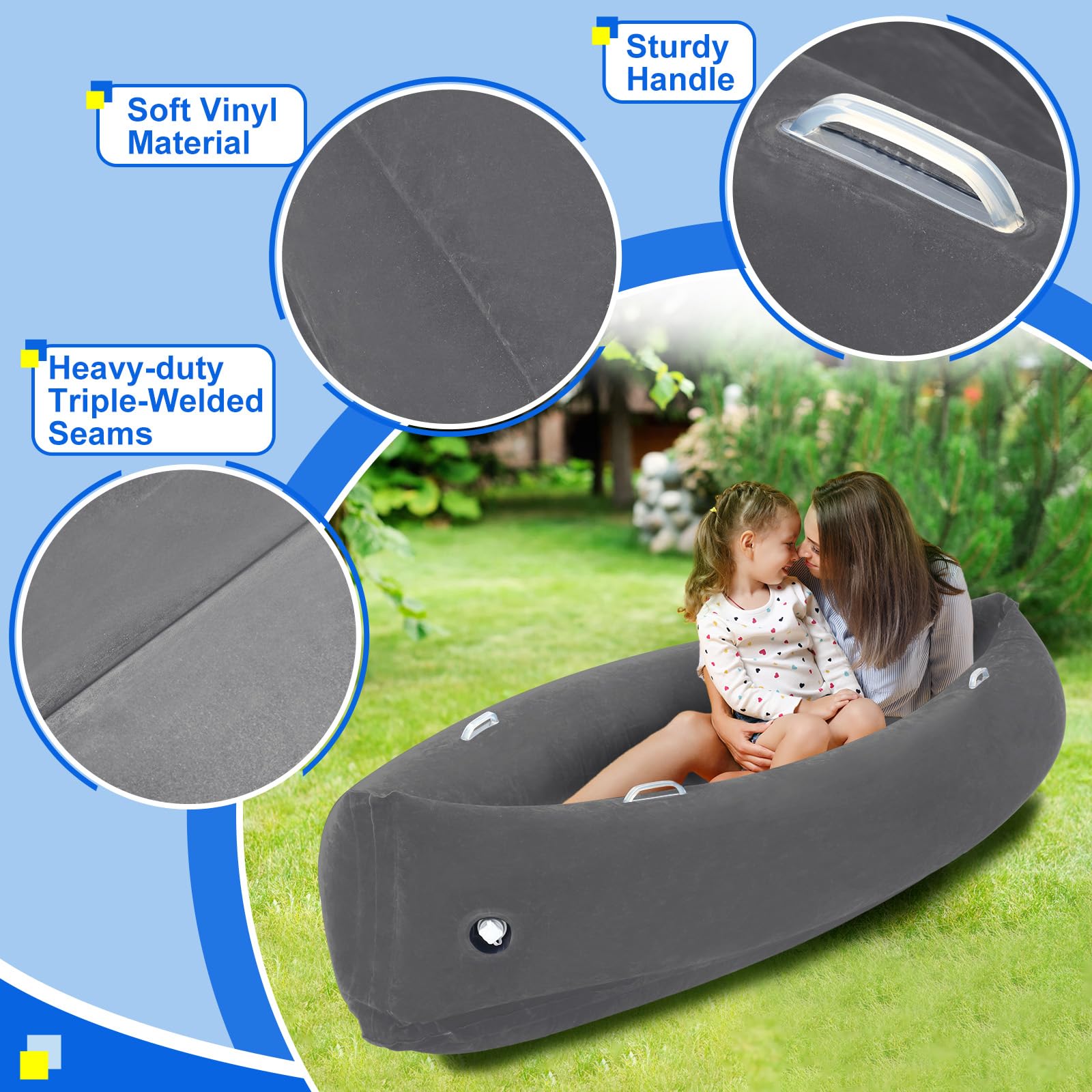 Peapod sensoriel gonflable pour enfants ayant des besoins sensoriels (152,4 cm, 6 à 12 ans) – Chaise longue de compression pour apaiser et se détendre – Pompe à air incluse