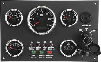 Digital Gauge Set, Triple 52mm/82mm Waterproof Cluster with Voltmeter, Oil Press, Water Temp, Engine Speed & Oil Level Display for Car/Truck/Marine (12V/24V)