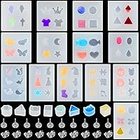 Geiserailie 22-Piece Silicone Resin Molds for Stud Earrings with 50 Steel Studs & Backs - DIY Jewelry Making Kit
