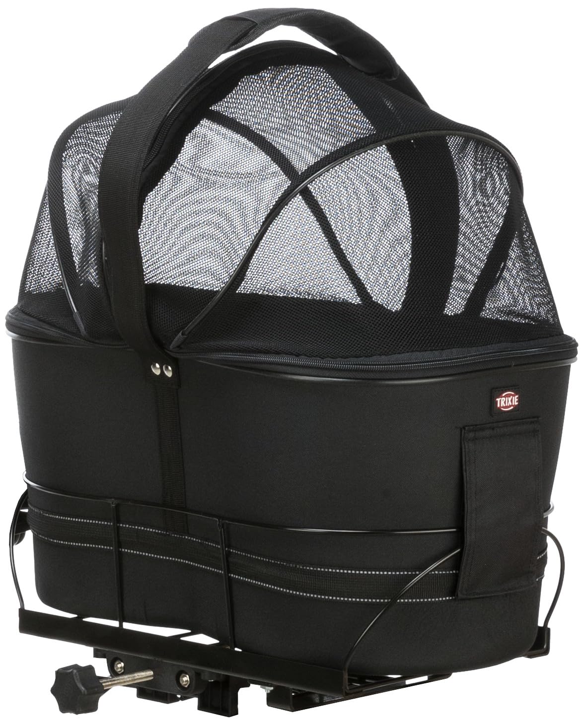 TRIXIE Hundefahrradkorb mit Netzhaube für Gepäckträger - schwarz 29 × 42 × 48 cm