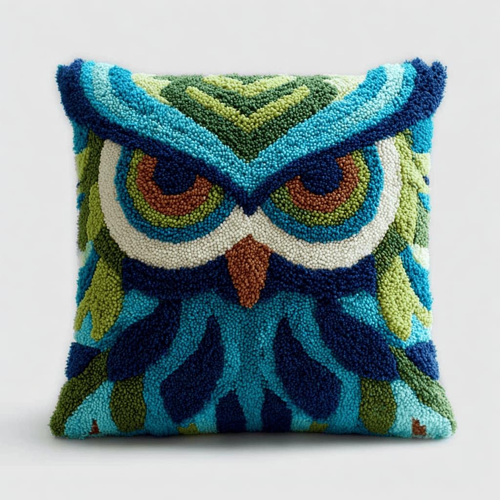 Kitquiver Latch Hook Kits Donkey for Adults,Owl DIY Latch Hook Cushion Kits and Latch Rug Kits Cross-Stitch Embroidery Cushion Cover for Home Sofa Decoration 17X17 in