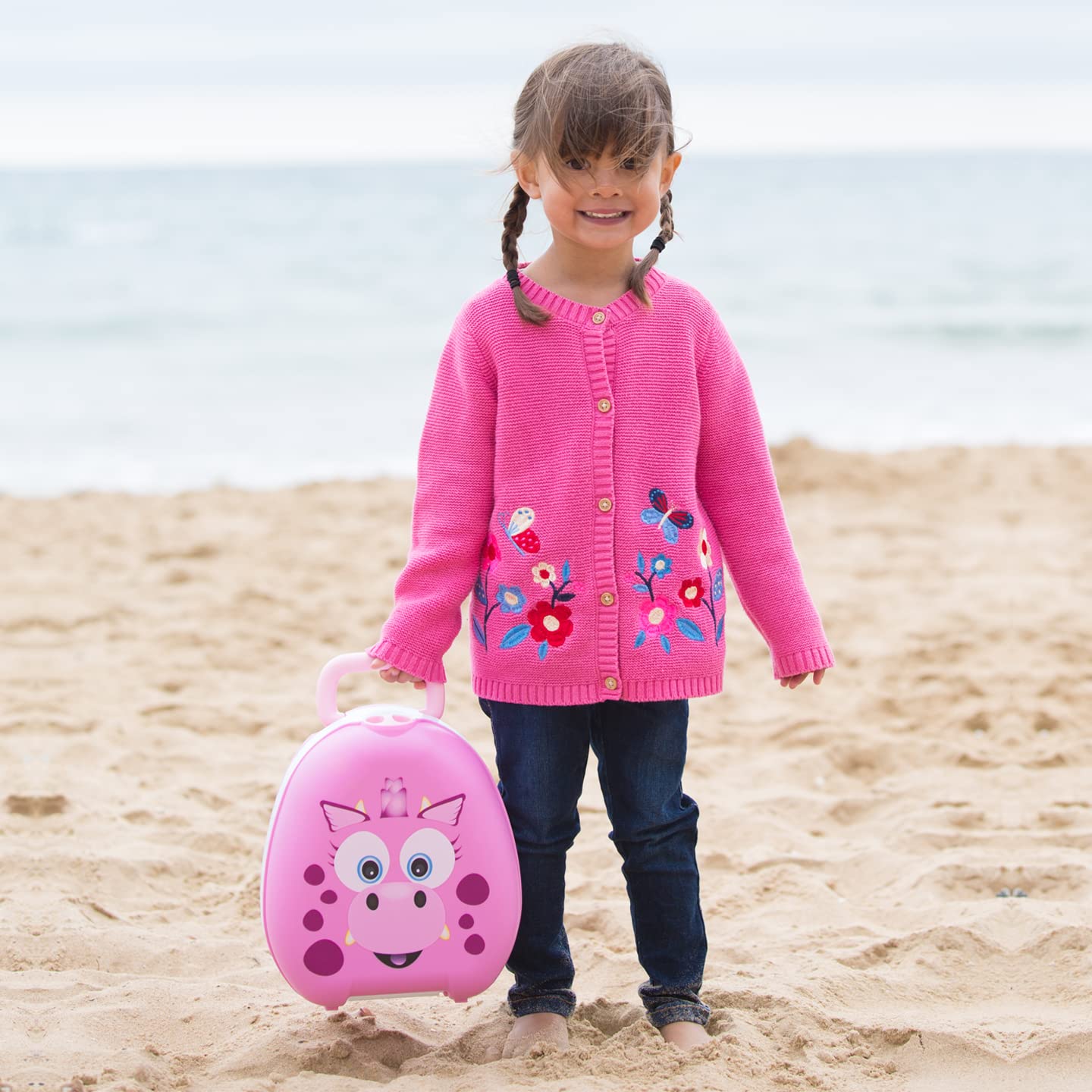 My Carry Potty - Pot de Voyage Dragon Rose, Meilleur Siège de Toilette Portable pour les Tout-Petits et les Enfants à Emporter Partout