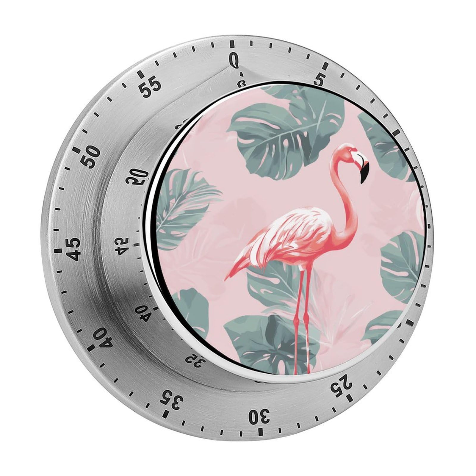 Adfgyerh Style Summer Flamingo Palm Leaves(1) Timer For Cooking, Kitchen Timer Magnetic No Batteries Required, Mechanical Timer With Loud Alarm, For Fitness Baking Exercise Oven