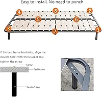 Vista 3 de 2 patas de soporte centrales ajustables para marco de cama, marco de cama de acero, soporte de patas de soporte de listones centrales, patas de sofá