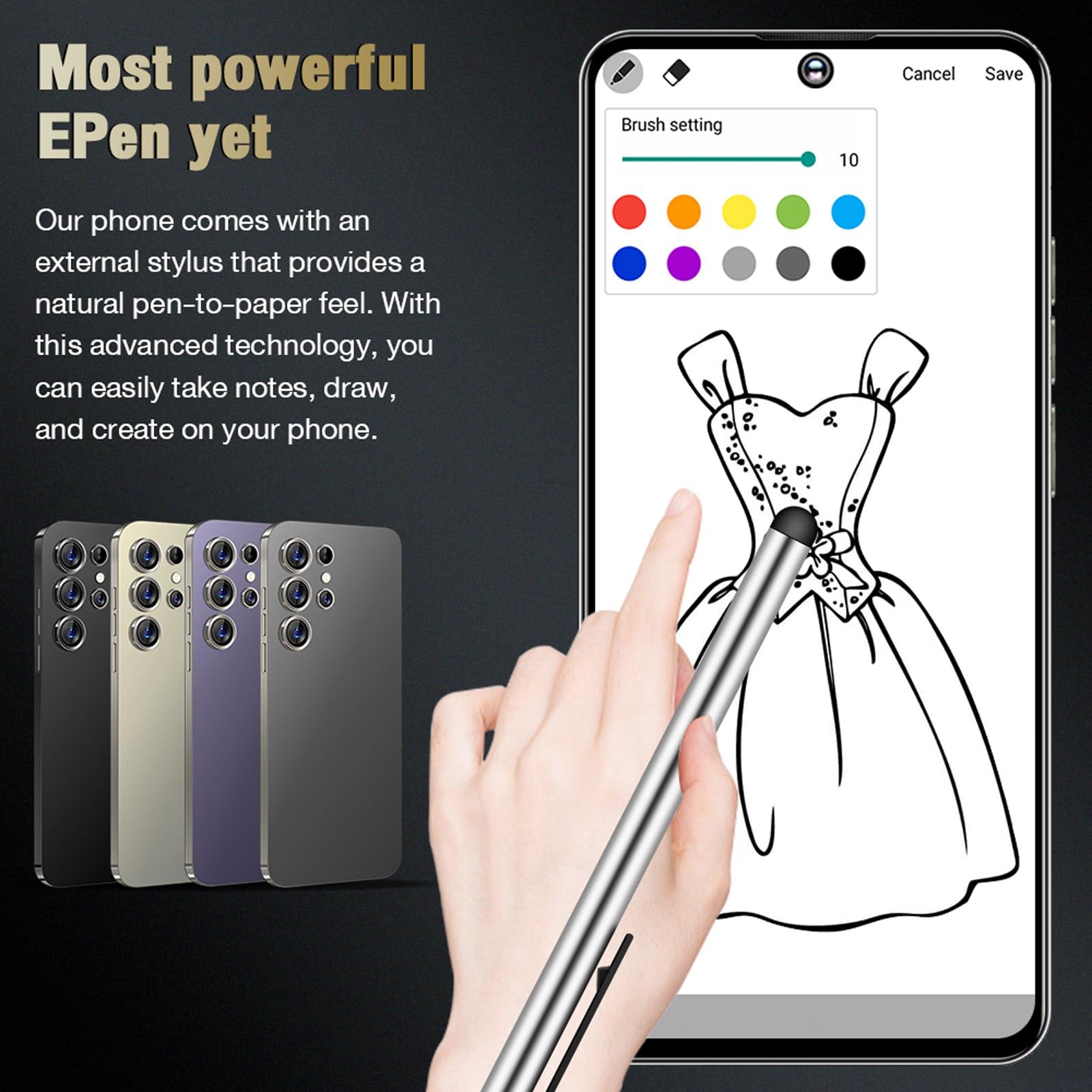 ASHATA Smartphone da 6,8 pollici, Quad Core 6 + 64 GB, Face Unlock, schermo HD, telefono cellulare 3G con 14, per giochi e intrattenimento (viola)
