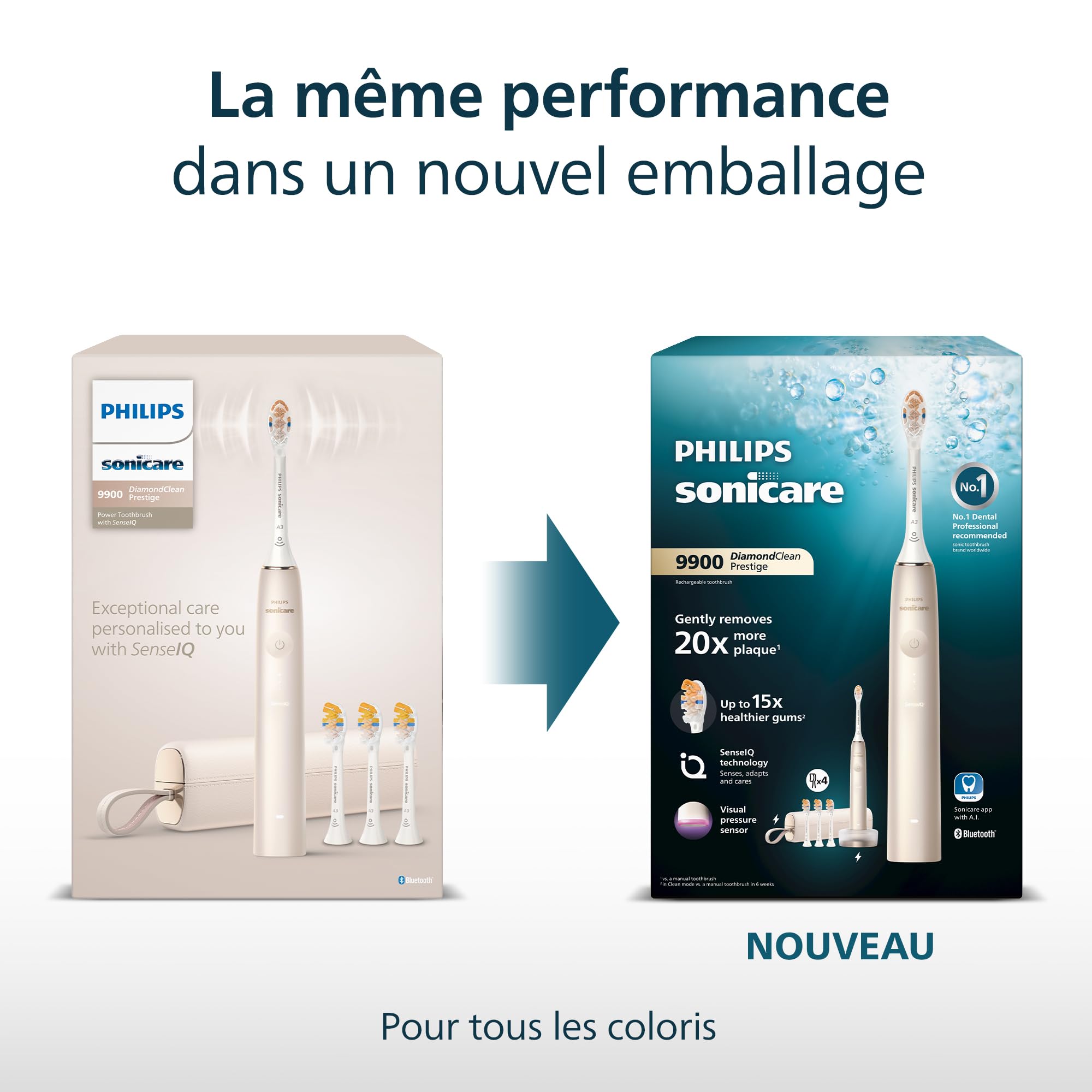 Philips Sonicare DiamondClean Prestige 9900 - brosse à dents électrique avec 1 tête de brosse A3 Premium tout-en-un et un boîtier de charge couleur bleu nuit (modèle HX9992/12)