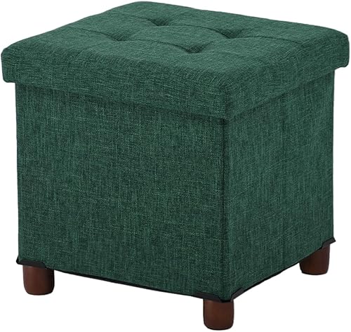 Miniatura 6 de Otomana de almacenamiento de 15 pulgadas con patas de madera, taburete con reposapiés cúbicoreposapiés cuadrado, almacenamiento para sala de estar,