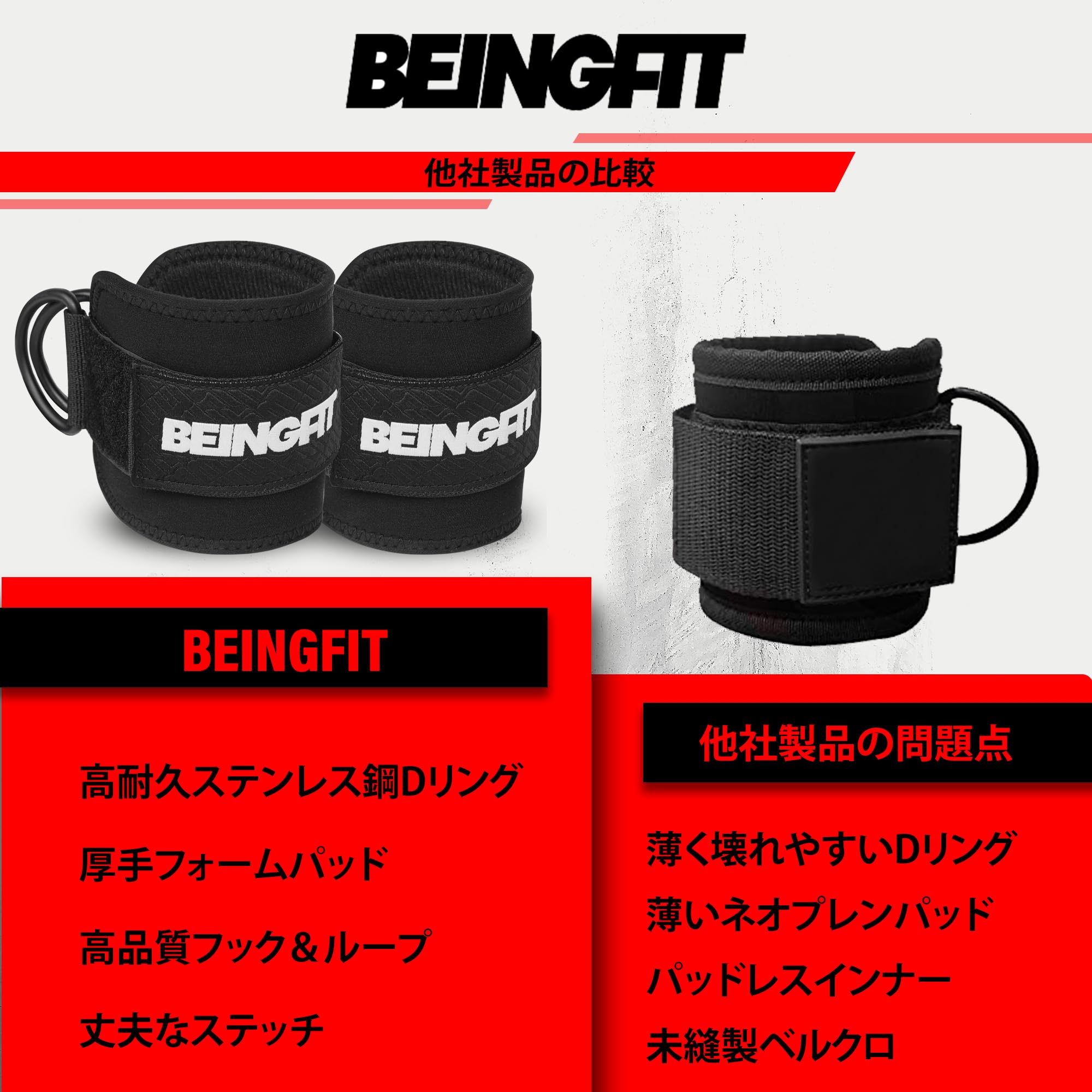 Amazon.co.jp: Beingfit【高耐久性】アンクルストラップ - サイド 