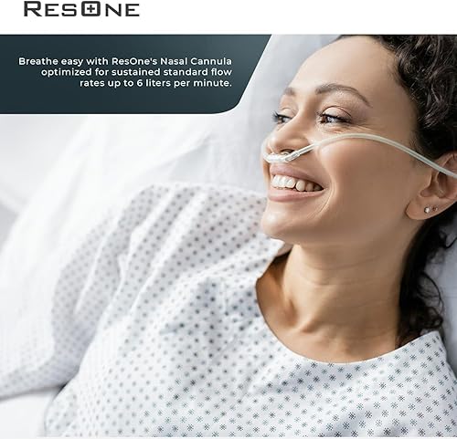 Miniatura 10 de ResOne Cánula nasal de oxígeno suave para adultos de 7 pies, 5 unidades, puntas curvas, tubos resistentes a los aplastamientos, tubos nasales,