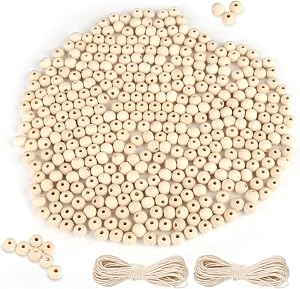 500 Pieces Wooden Beads, 10mm Wood Bead, Natural Unprocessed Wooden Beads for Crafts, Beads for Crafts with Hole Set for DIY Crafts,Bracelets, Becklaces, Decorations