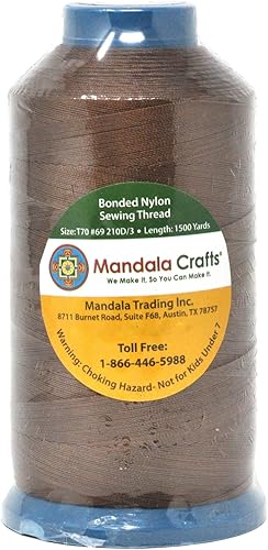Miniatura 481 de Mandala Crafts Hilos de coser resistentes de nailon consolidado, hilo para tejer jeans de cuero, hilos de tapicería marina al aire libre, Beige