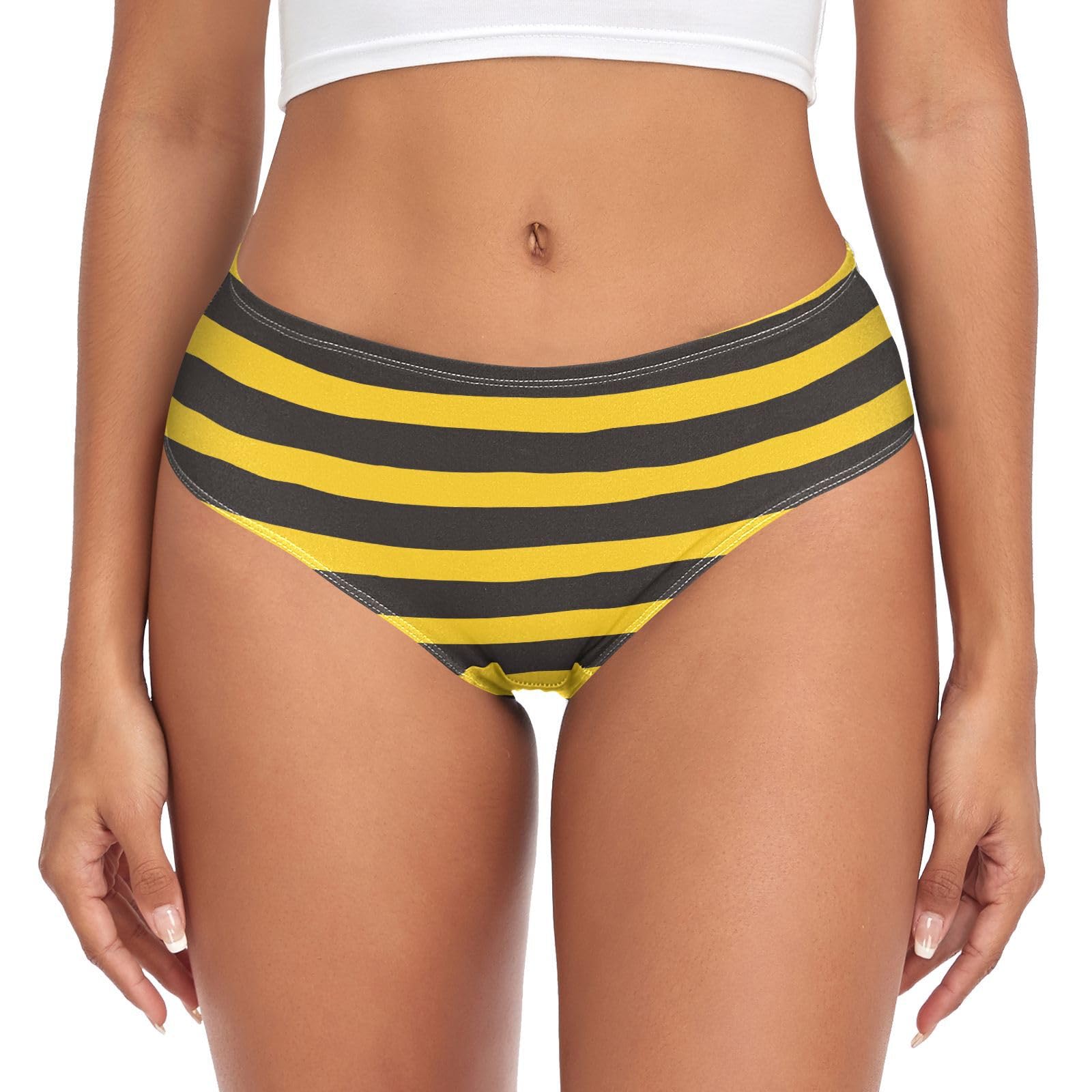 Jhkku Women's Bumble Bee Stripe Underwear For Panties Soft Breathable Hipster Bikini Briefs, M