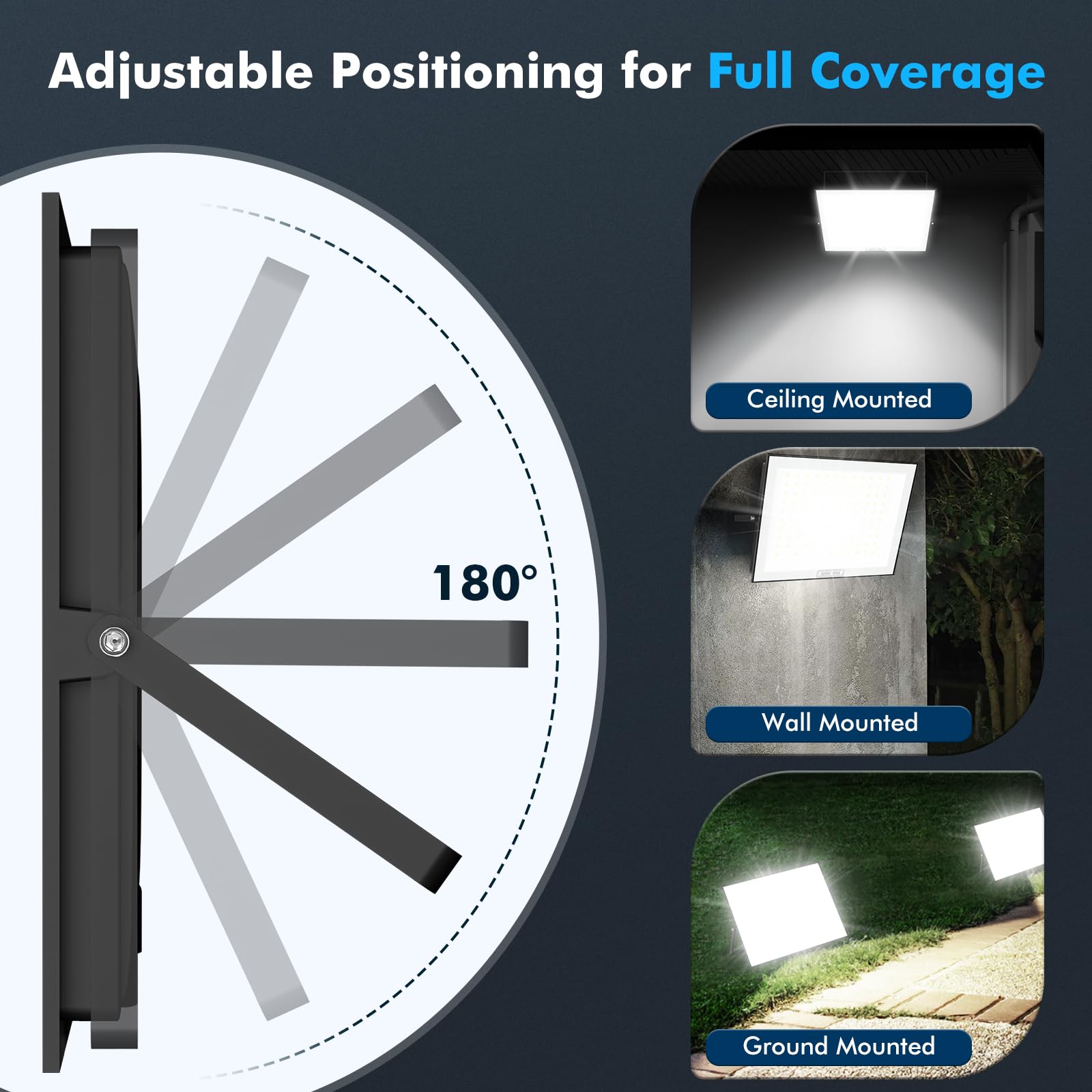 Foco LED para exteriores de 500W, 50000 LM, superbrillante, blanco frío de 6500 K, resistente al agua IP66, para patio, entrada, garaje, pasillo y jardín - 2 piezas