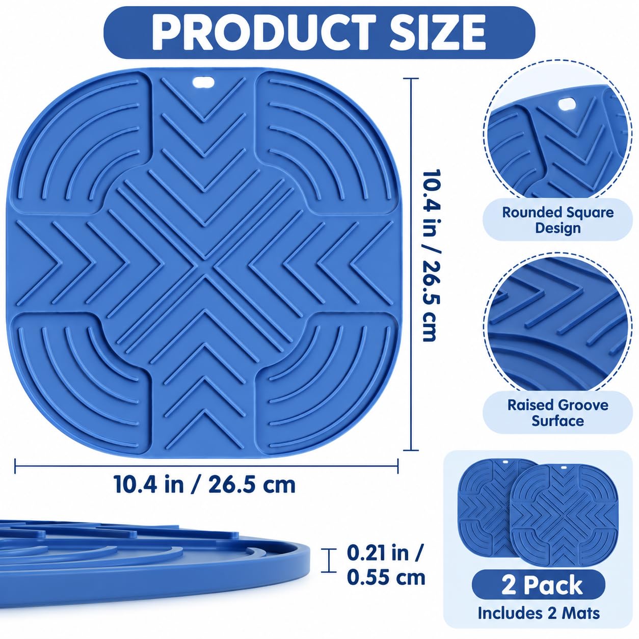 2 Alfombrillas Silicona Freidora para Chefman RJ38-2D