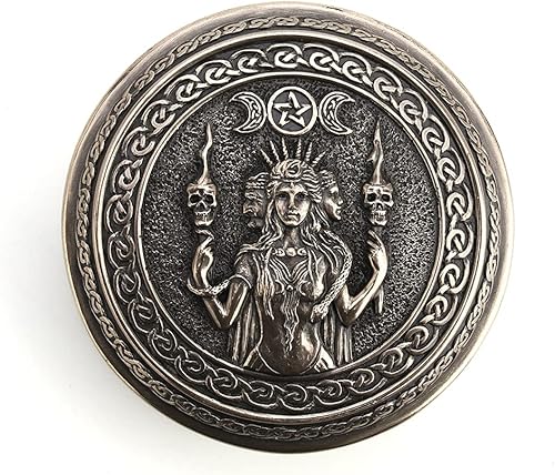 Miniatura 2 de Veronese Design Caja redonda de baratija Hecate de Chthonic de 2 18 pulgadas de alto, resina bronceada fundida, hecha a mano, coleccionables, figura