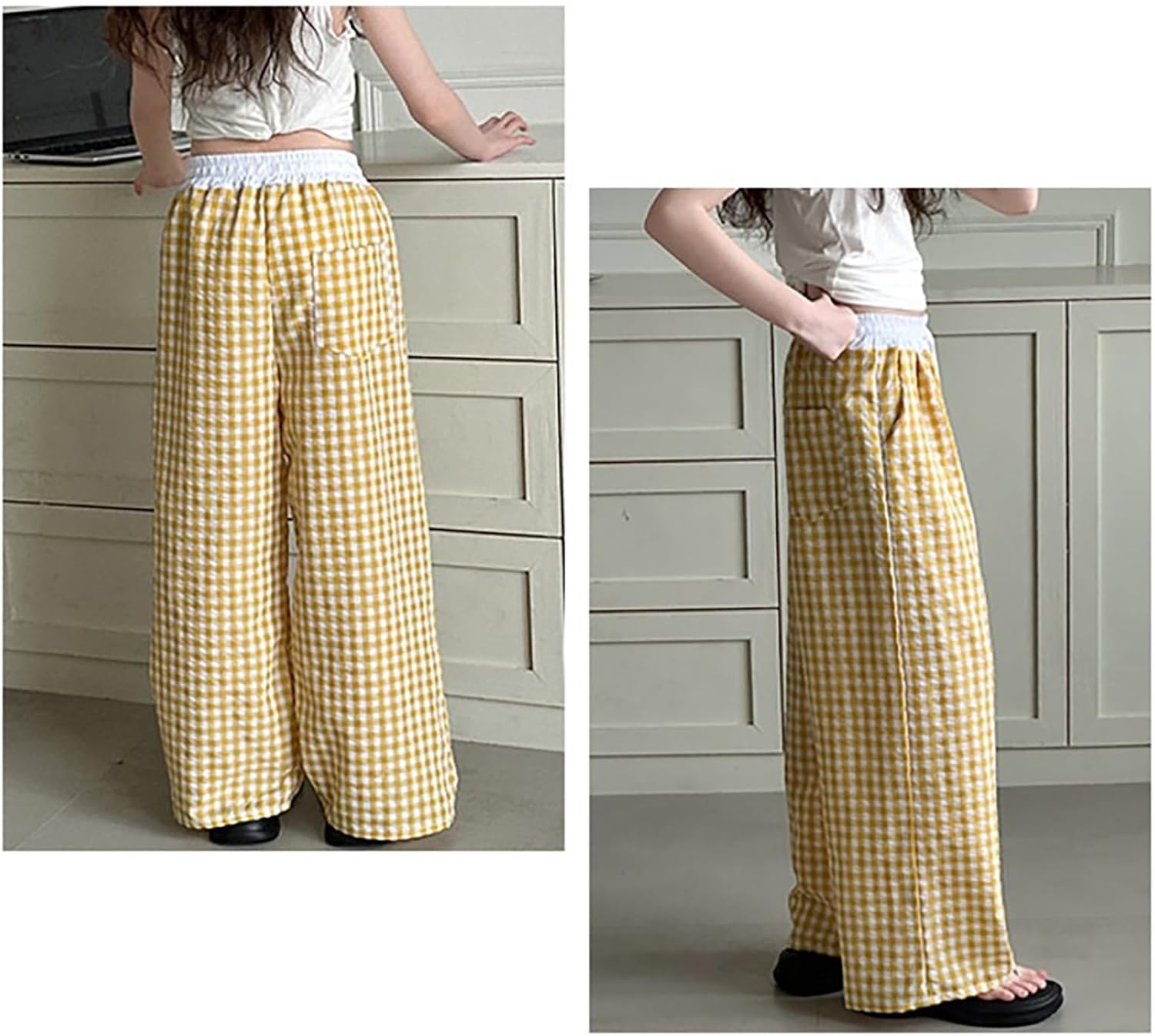 Girls' Wide Leg Sweatpants Drawstring Baggy Pants Teen Casual Loose Athletic Joggers with Pockets 5 to 14 Years