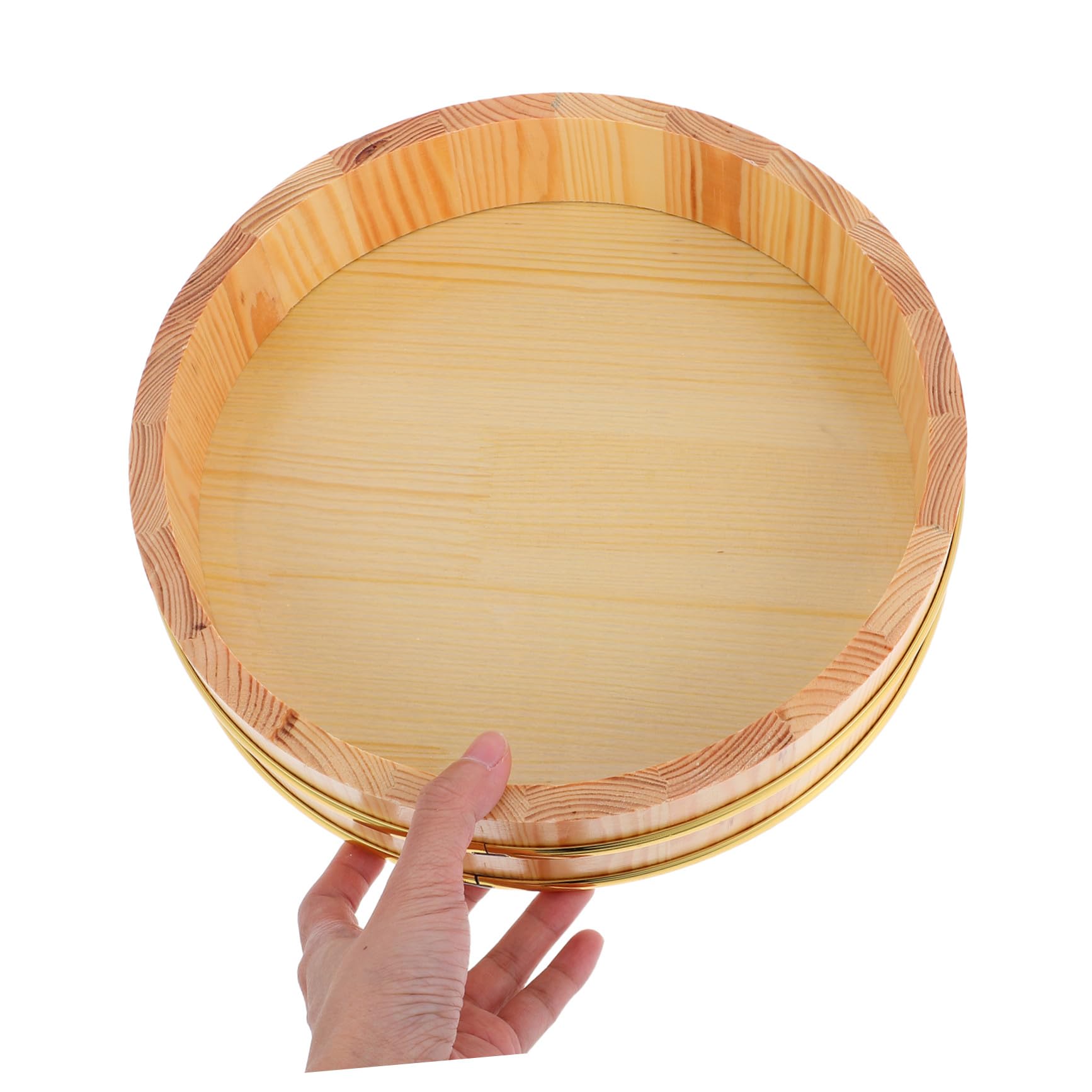 TOYANDONA Traditionelle Sushi-Reis-Mischwanne Aus Holz Mit Elegantem Goldrand 10.43In Japanische Hangiri-Schüssel Für Sushi-Zubereitung Und Küchengebrauch