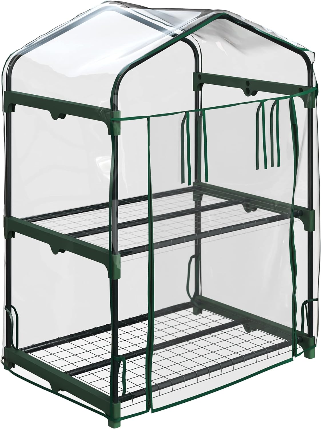 2 Tier Mini Greenhouse - Portable Greenhouse with Steel Frame and PVC Cover for Indoor or Outdoor - 27 x 19 x 37.5-Inch Green House by Home-Complete