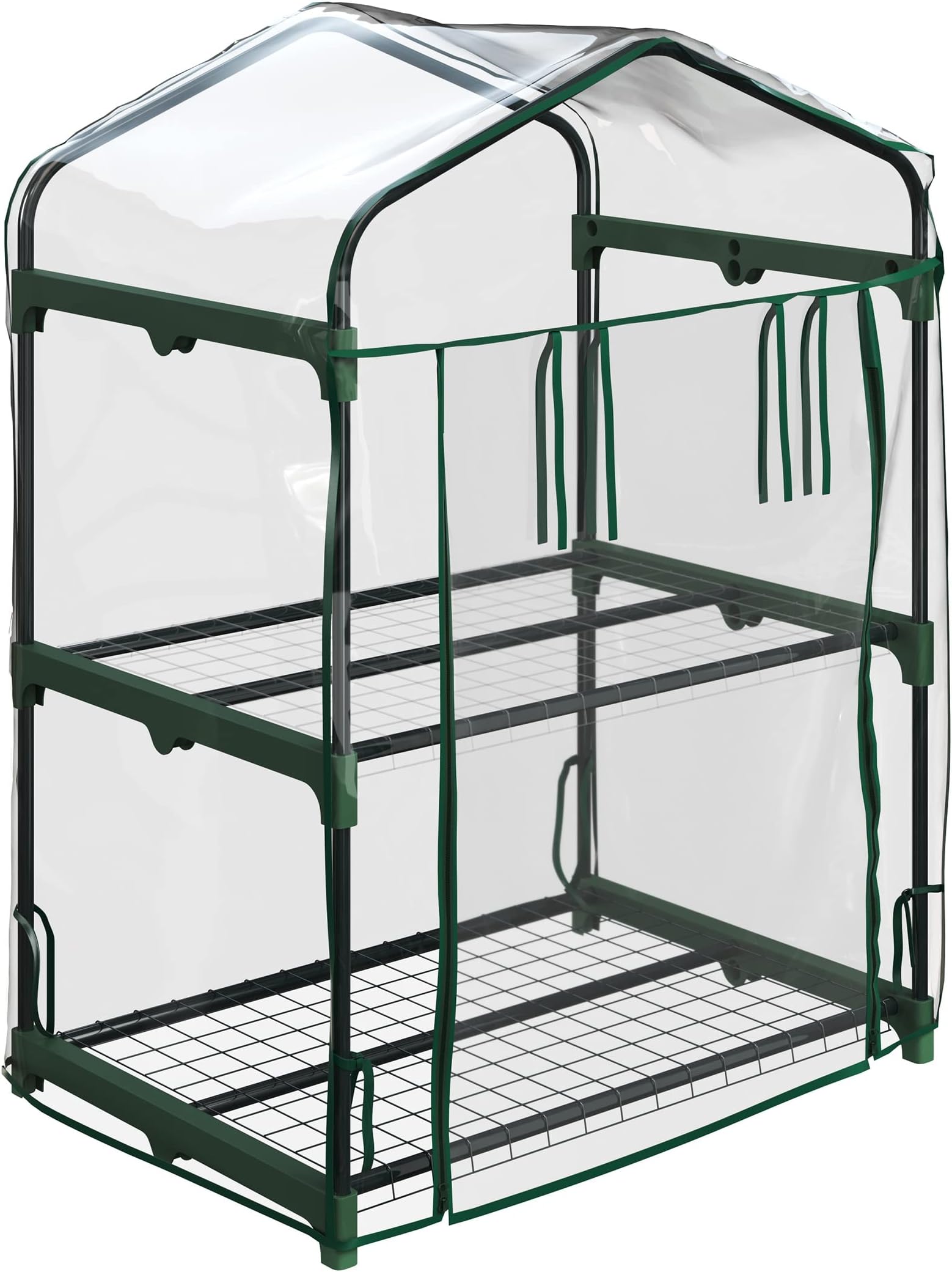 2 Tier Mini Greenhouse - Portable Greenhouse with Steel Frame and PVC Cover for Indoor or Outdoor - 27 x 19 x 37.5-Inch Green House by Home-Complete