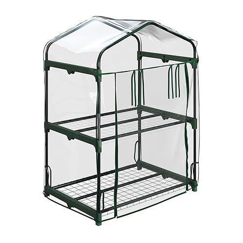 2 Tier Mini Greenhouse - Portable Greenhouse with Steel Frame