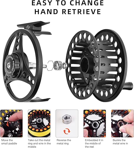 Miniatura 10 de SF SF-001 Carrete de pesca con mosca de árbol grande con cuerpo de aleación de aluminio 34wt 56wt 78wt Carrete de mosca precargado con línea Combo