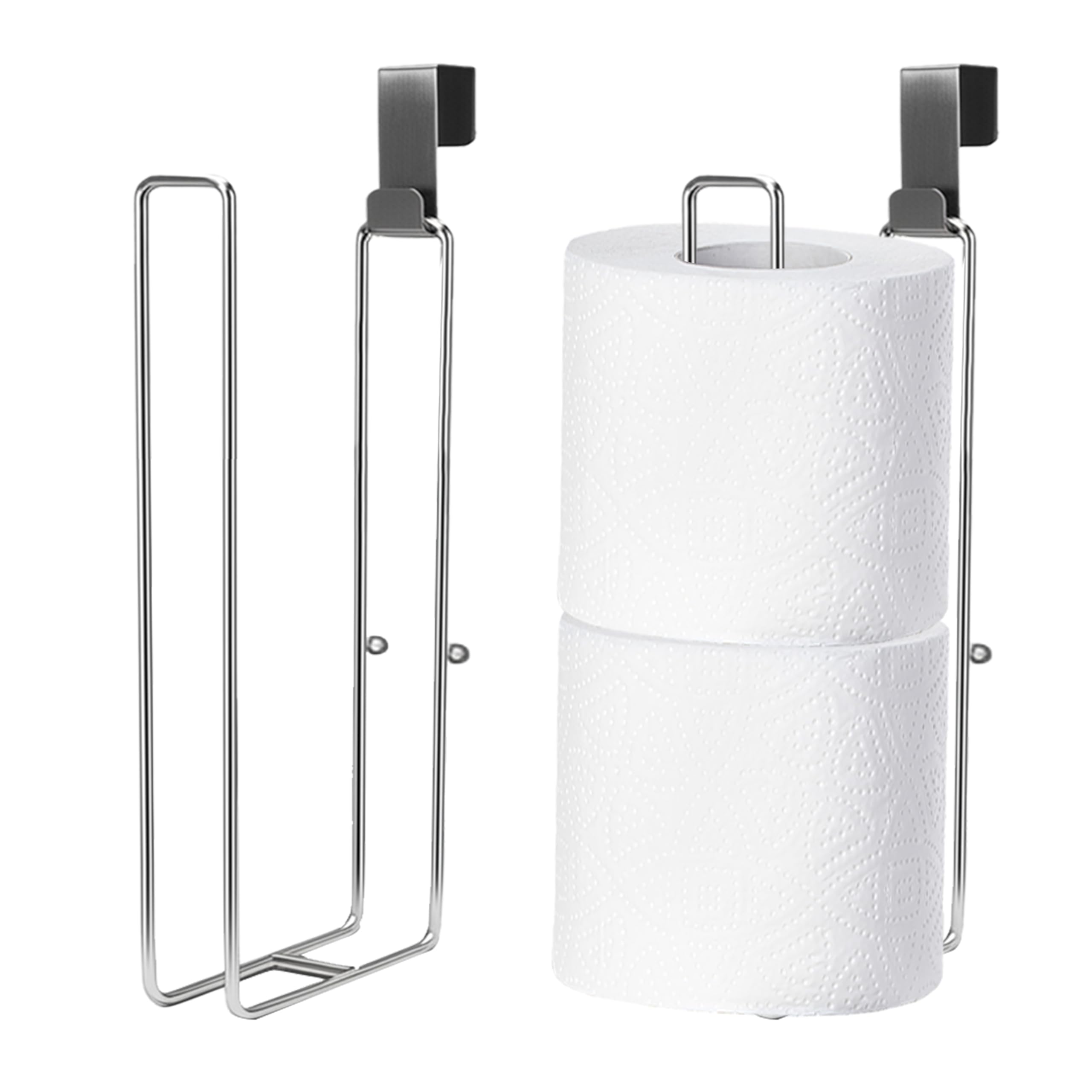 Portarrollos de papel higiénico con almacenamiento extra para 4 rollos de papel, soporte de pared para rollo de papel higiénico, níquel cepillado y cromo para baño, soporte de papel higiénico RV con