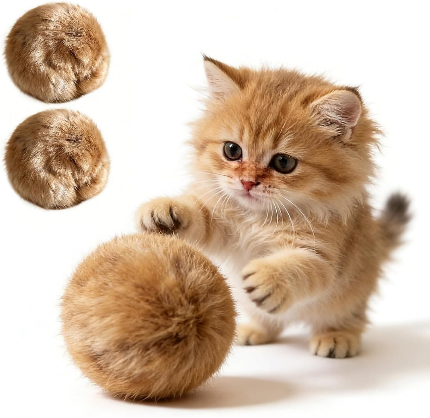 Pompom Cat Toy, Fluffy Catnip Toy Ball, cat Ball—Soft, Washable, Full of Fun, Promotes Exercise(6)