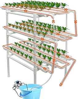 uyoyous Hydroponic Grow Kit 108 Plant Sites PVC Hydroponics Growing System DIY for Home Garden Balcony 3 Layers Vegetable Fruits Planting Tool with Water Pump Timer