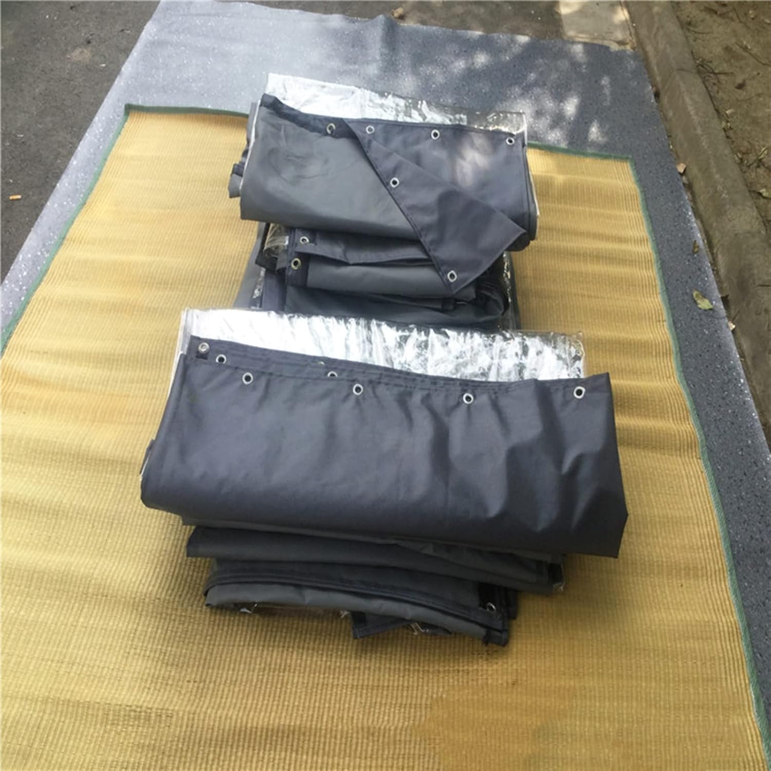 Heavy Duty Outdoor Waterproof Curtains Clear Vinyl Tarp Outdoor 0.5mm Transparent PVC Curtain Windproof and Rainproof Anti Aging Customizable Curtain(1x1.5m(3.3x5ft))