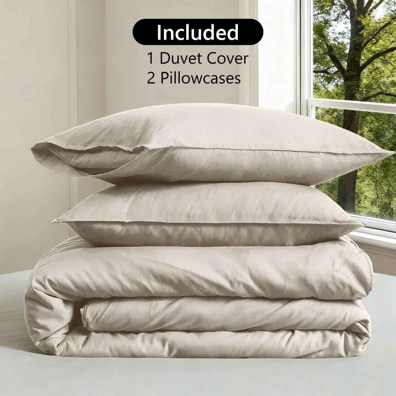 FALUCA French Linen Duvet Cover Set 3-Piece King (104"x92") - Soft & Comfortable Linen-Cotton Blend, Breathable Farmhouse Bedding for All Seasons& Luxury Home Decor, Linen/Beige - Image 5