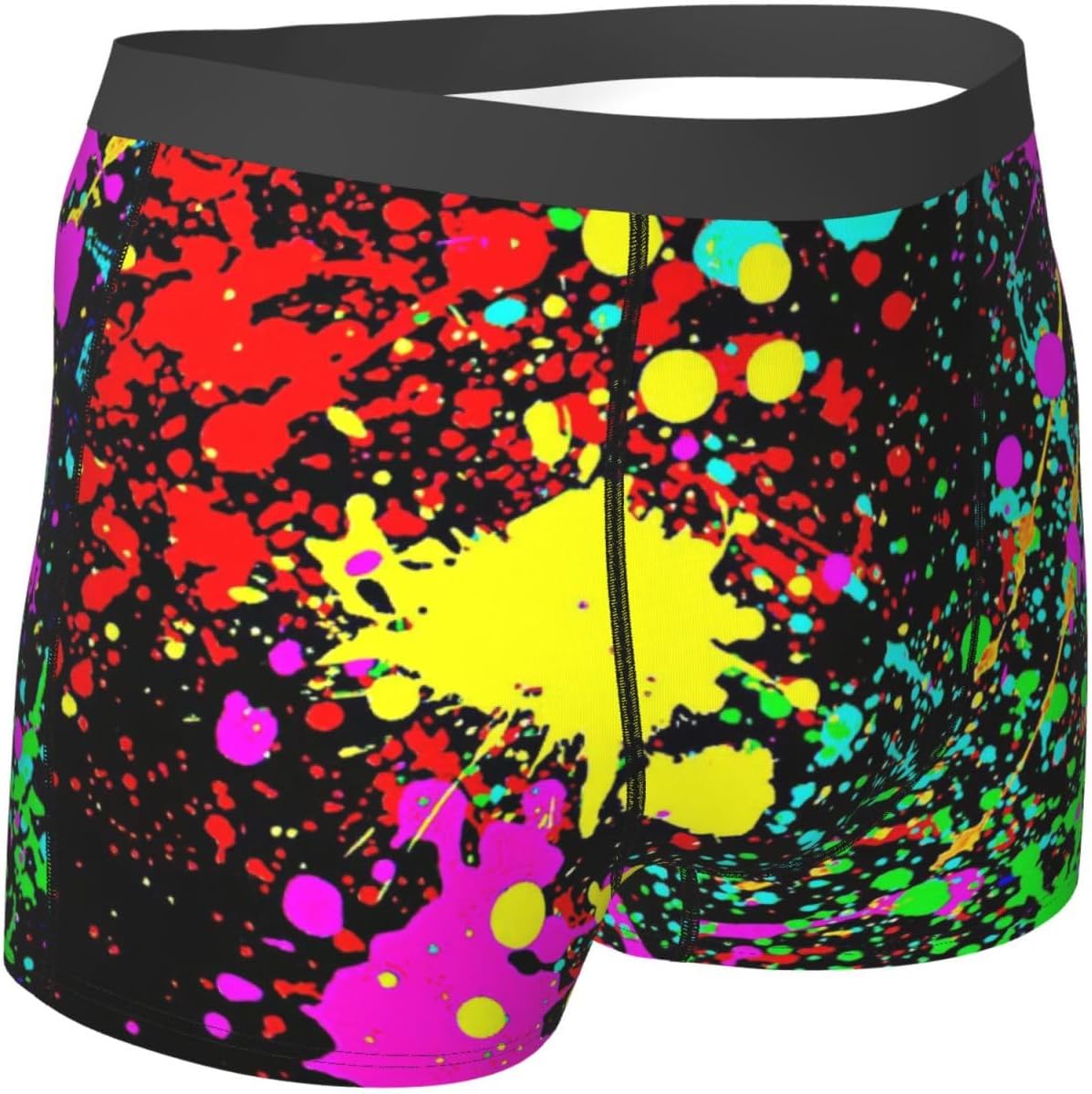 Glow in Dark Splatter Neon Mens Boxer Briefs Soft Breathable Underwear Briefs