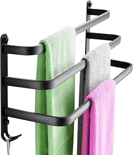 Wall Towel Rack Bath Towel Bar Black Matt Towel Rails for Bathrooms with Towel Rails and Hook Design Ladder Towel Rack(Size:70 CM)
