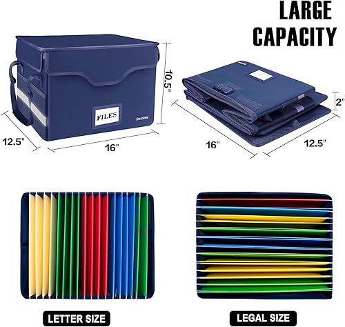 Vista 99 de DocSafe Caja organizadora de almacenamiento de archivos ignífuga con tapa, caja de archivo plegable para colgar cartas/carpetas legales, caja