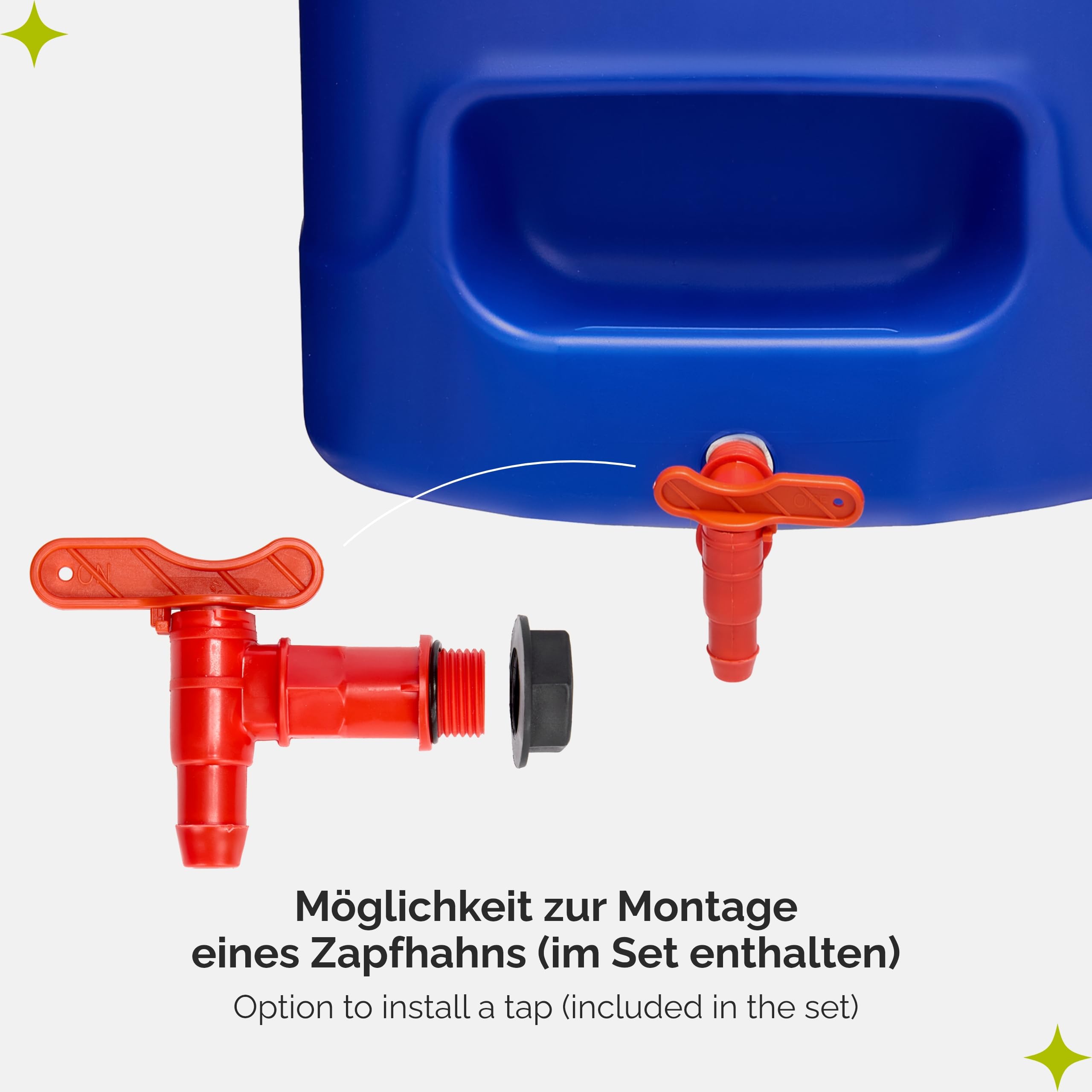 Garronda Weithalskanister 20L Wasserkanister mit Hahn BPA-frei Kanister Wasserkanister Camping Kanister mit Zapfhahn Wassertank Camping Zubehör Blau GD-0084