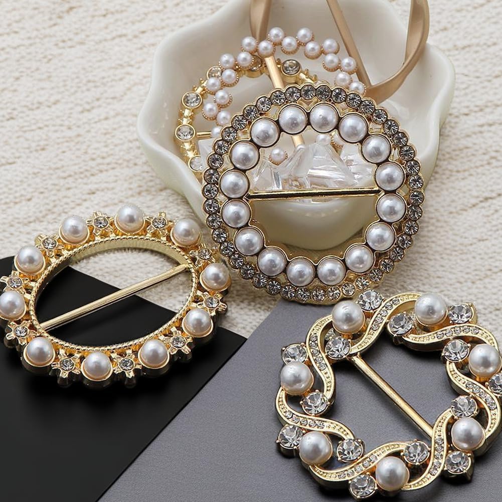5pcs T-Shirt Ties Clip Ring Corner Buckle Rhinestone Scarf Ring Buckle Clip Scarf Ring Clasp Holder Clothes Corner Knotted Button Clothing Ring Wrap For Women Lady image 3