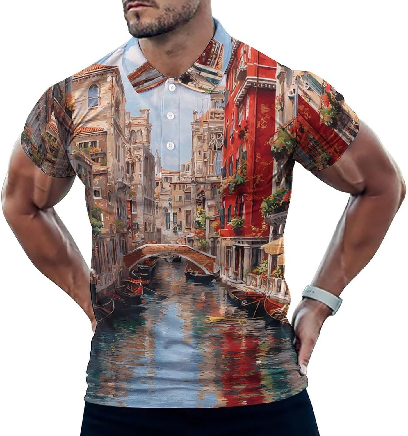 Venice Water City Golf Polo Shirts for Men Casual T Shirts 5X-Large