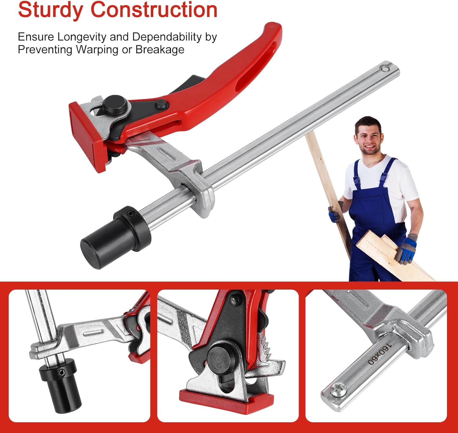 2 Pack Ratcheting Table Clamp, MFT Table Workbench Quick Ratchet Bench Dog Clamp with 3/4" Bench Dogs Aluminum Alloy Non-Slip Pads(2pcs) for Woodworking & DIY Projects