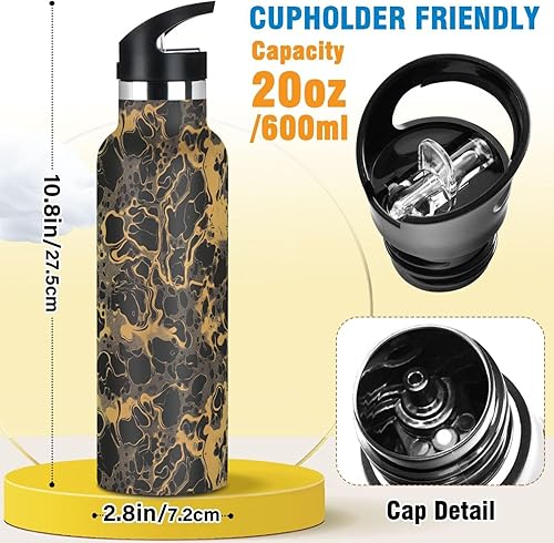 Miniatura 2 de Camouflage Gold Leakproof and BPA Free Reusable Water Bottle with Straw Lid Double-Wall Vacuum Insulation for Gym Sports
