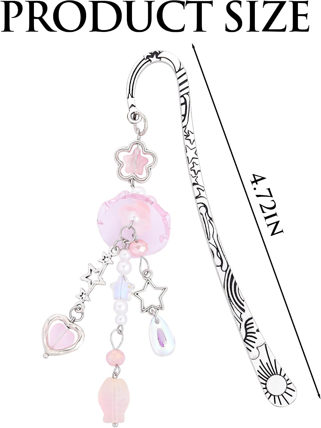 Cute Jellyfishs Metal Bookmark - Charm Pink Book Mark Unique Y2k Beads Aesthetic Page Marker Funny Gift for Reading Lovers Women Girls Booworms Accessories Birthday Student Teachers School image 5