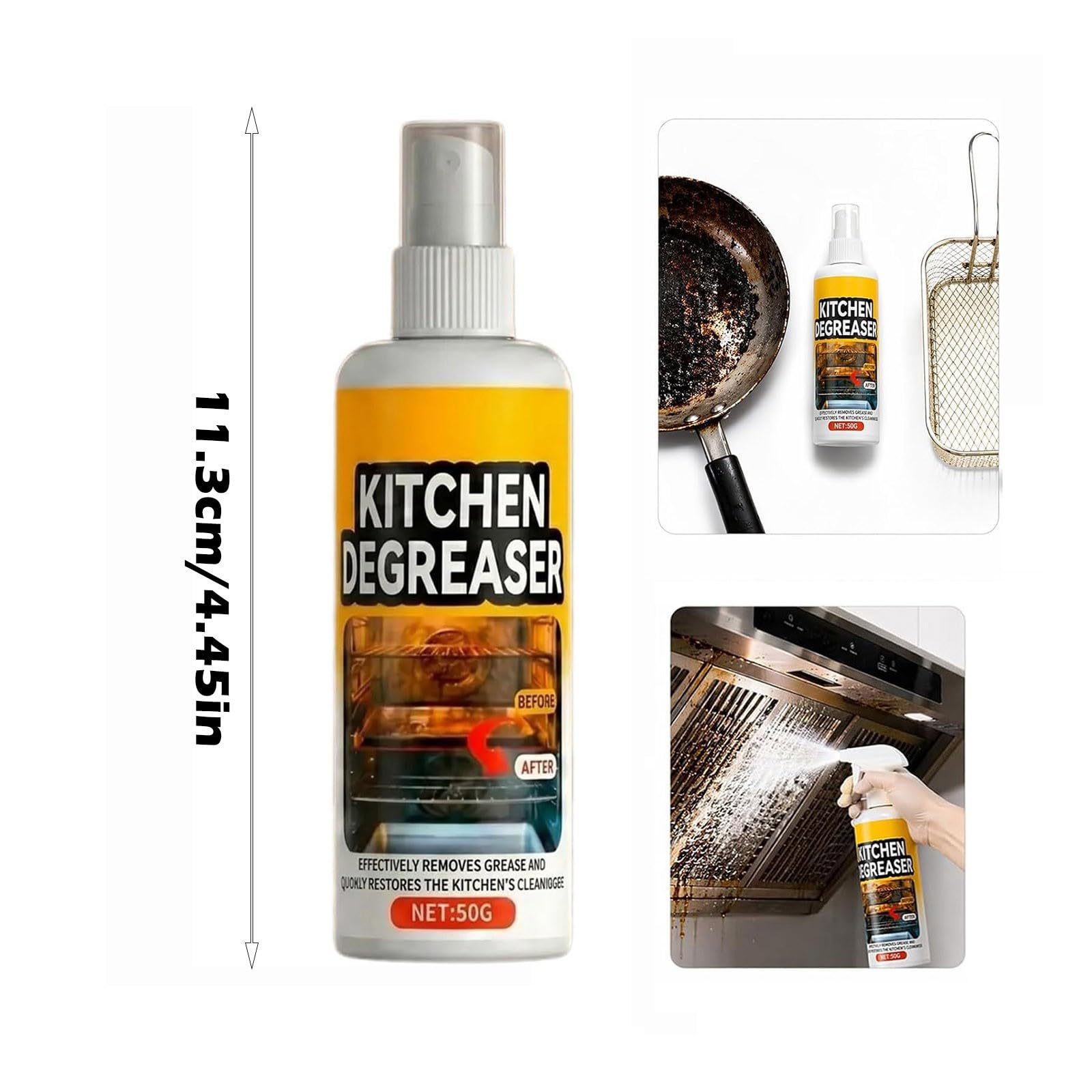 Grease Cleaner Spray, Grillreiniger, Pulizia efficiente, Detergente per Forno e Cucina, Adatto per la Pulizia di Forni, Cappe Aspiranti, Pentole, Friggitrici e Griglie da Esterno (2, A)