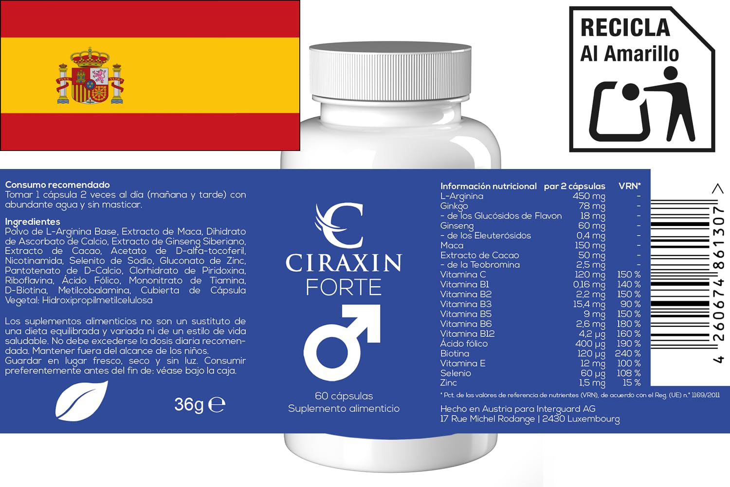 Ciraxin Forte - 180 Kapseln (3 x 60 Kapseln), 3er Pack