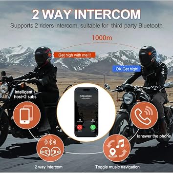 New Model Y80-2X Motorcycle Intercom 2 Person Connection RGB Illuminated Bluetooth Headset