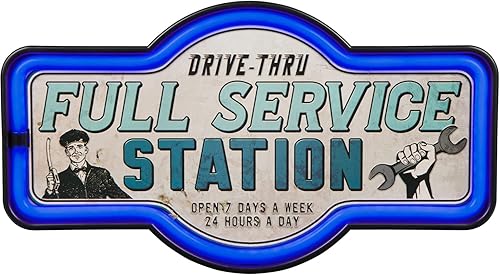 Miniatura 4 de Letrero de neón LED de estación de servicio completo, decoración de pared retro para el hogar, sala de juegos, bar o cueva de hombre (17 x 9.5 x 2