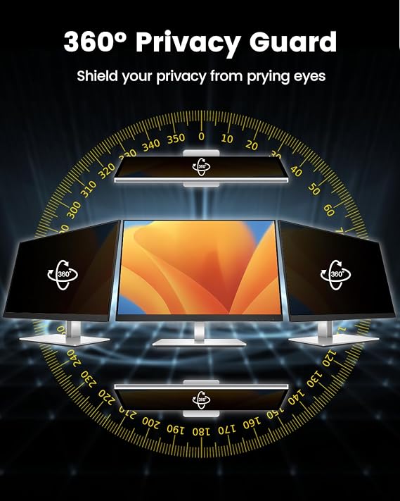 F FORITO 24 Inch 16:9 360Privacy Screen Protector for Computer Monitor, Removable Eye Protection Anti Blue Light Anti Glare Computer Screen Privacy Shield for All 24 Widescreen Monitors
